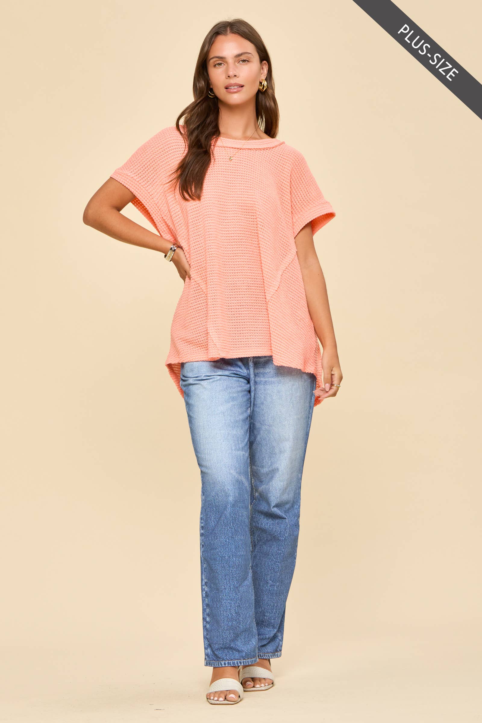 Crochet Knit Poncho Top - Plus Size